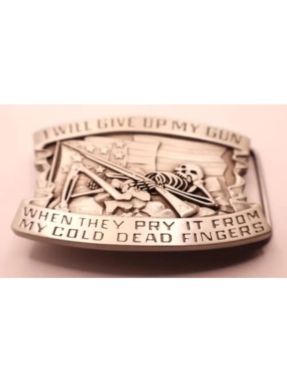 Men's Skeleton Belt Buckle - Unique Give Up My Gun Design, Stylish & Durable